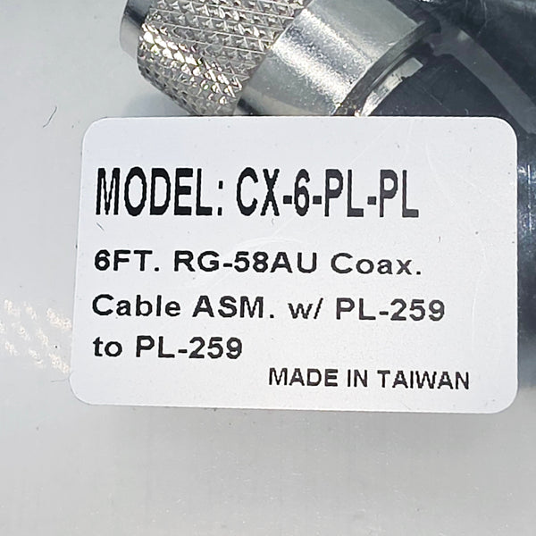 OPEK 6 Ft. RG-58A/U Coax Jumper, PL-259 Ends, WARRANTY
