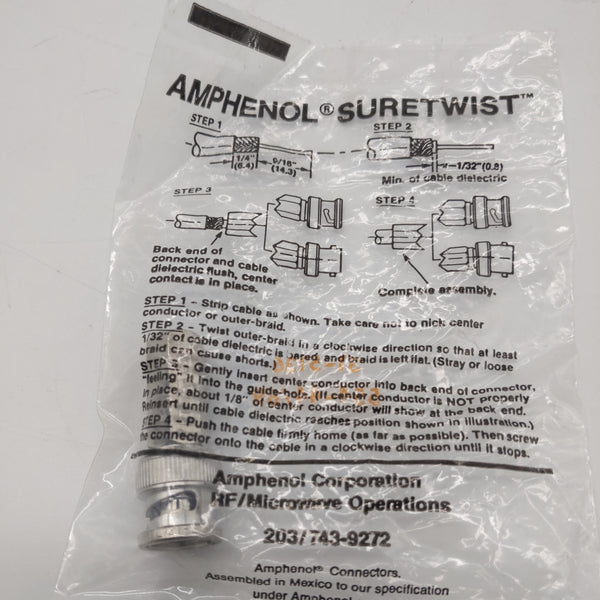 Amphenol Suretwist 031-5136 Male BNC Connector For RG-59, RG-62, 50 Ohm