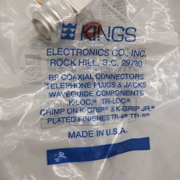 Kings USA Made TNC-Male RA Connector for RG-58, 400/U, N.O.S.