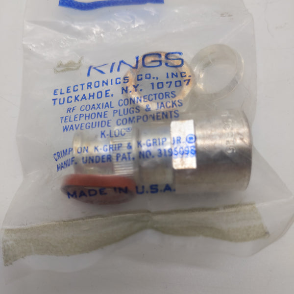 Kings USA Made UG-959/U BNC Male Cable End Connector, PTFE, Silver