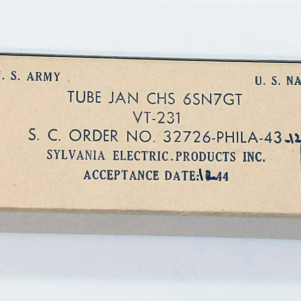 6SN7GT JAN Matched Pair VT-231 Tubes, Sylvania, 1943, New Old Stock