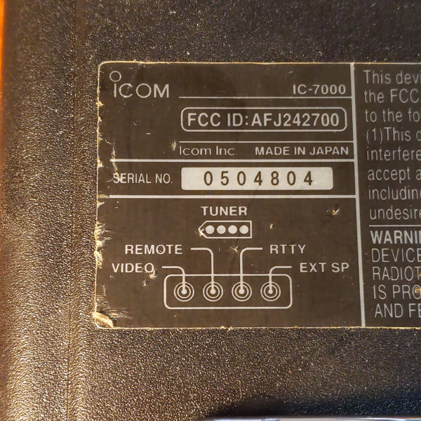 Icom IC-7000 HF/VHF/UHF All-Mode Transceiver, With Cables, Bracket, See Video