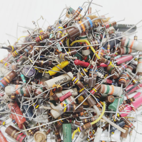 13 Oz. Of Resistors, Capacitors, Other Parts, Salvage And New Mix