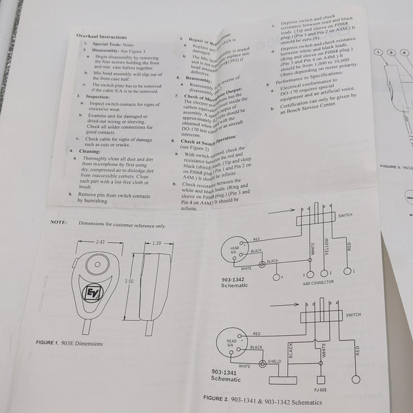 EV Telex 903E Aviation Condenser Microphone