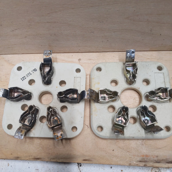 QTY: 2, EF Johnson Tube Socket 122-275-100, 5 Pin Ceramic, For 3-500Z/4-400A Tubes