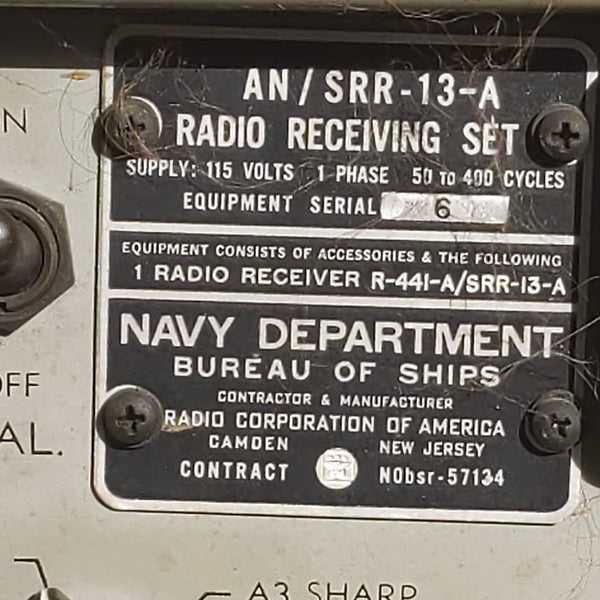 RCA US Navy Ship Receiver, AN/SRR-13-A, R-441-A, 2-32 MHz, 1950s, Serial #6