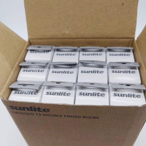 Sunlite Double-Ended T3 Halogen Bulbs, 150W, Clear, BOX OF 12