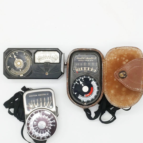 3 Vintage Light Meters, For Parts Or Repair