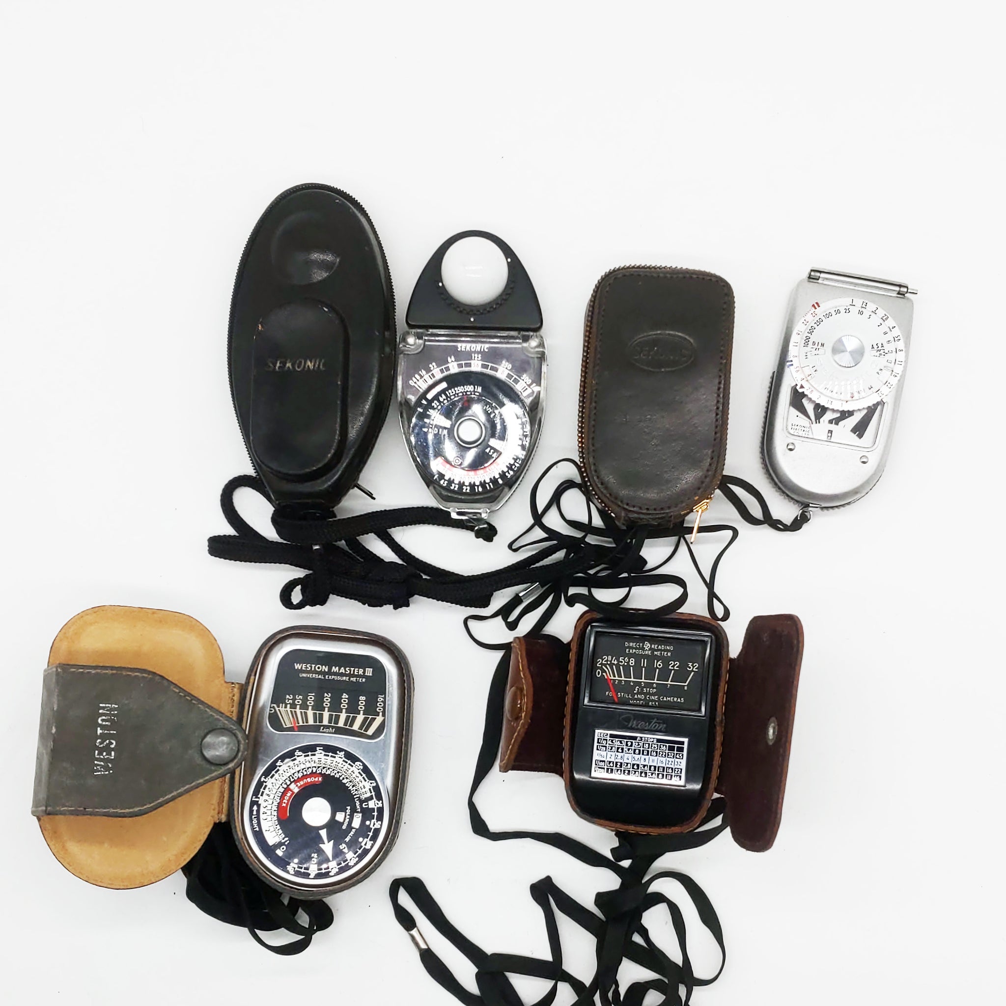 4 Vintage Light Meters, For Parts Or Repair