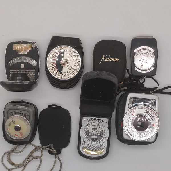 6 Vintage Light Meters, For Parts Or Repair