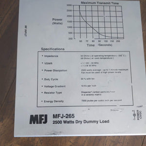 MFJ-264 2500 Watt Dry Dummy Load, Fan Cooled, Factory Display