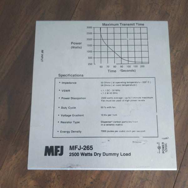 MFJ-264 2500 Watt Dry Dummy Load, Fan Cooled, Factory Display