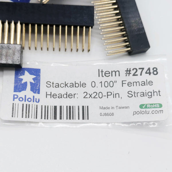 .100" Female Header, 2 X 20 Pins, Straight, Bag Of 18