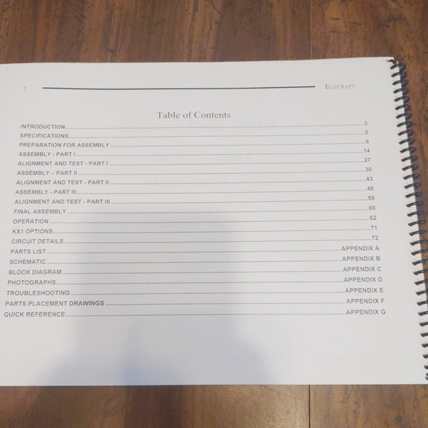 Elecraft KX1 Transceiver Owner's Manual, Original