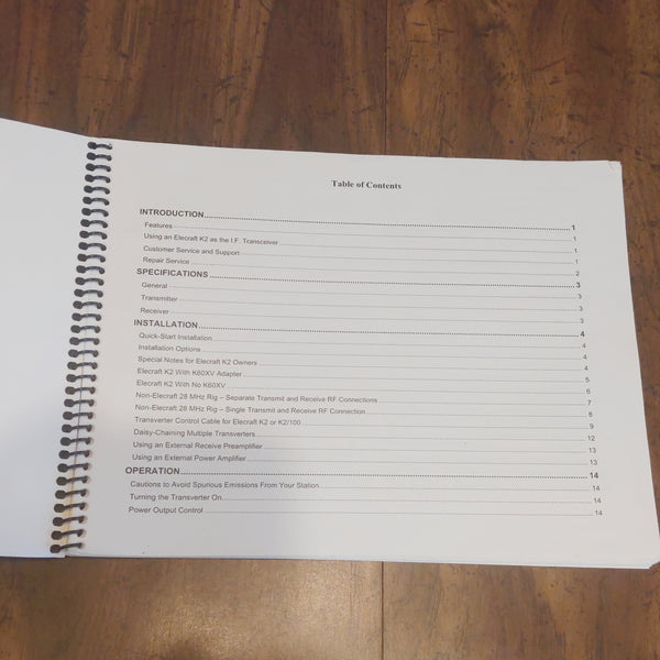Elecraft Transverter Owner's Manual For XV50, XV144, XV222, XV432
