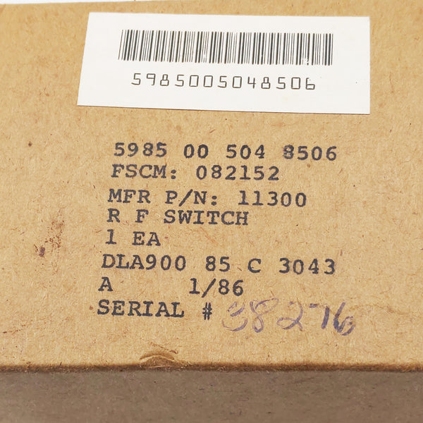 New Transco Coax RF Switch 11300 28VDC Mil-Spec 5985-504-8506 SN 38276