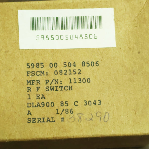 New Transco Coax RF Switch 11300 28VDC Mil-Spec 5985-504-8506 SN 38290