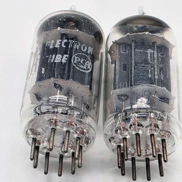 RCA 12AX7 Matched Pair, Black Plates, Square Getter, Hickok Tested