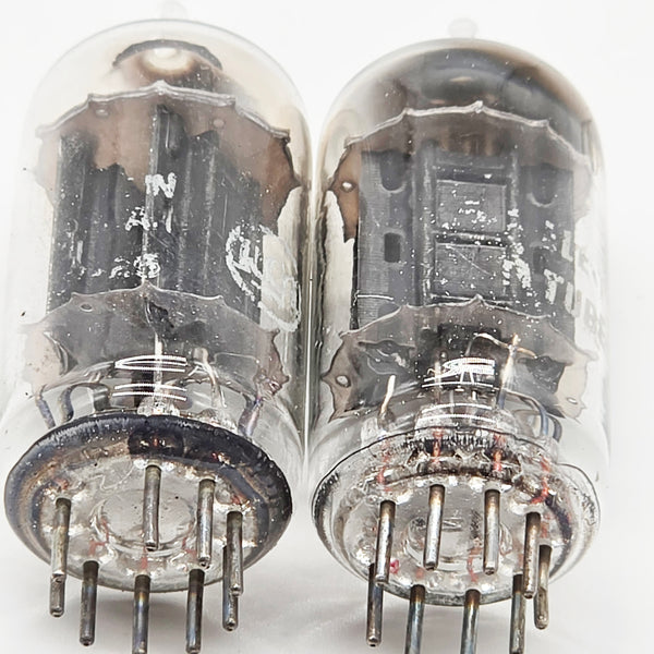 RCA 12AX7 Matched Pair, Black Plates, Square Getter, Hickok Tested