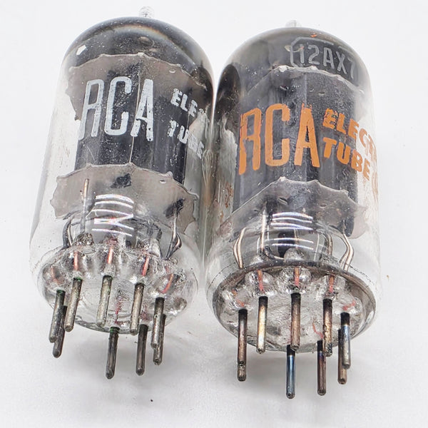 RCA 12AX7 Matched Pair, Black Plates, Square Getter, Hickok Tested