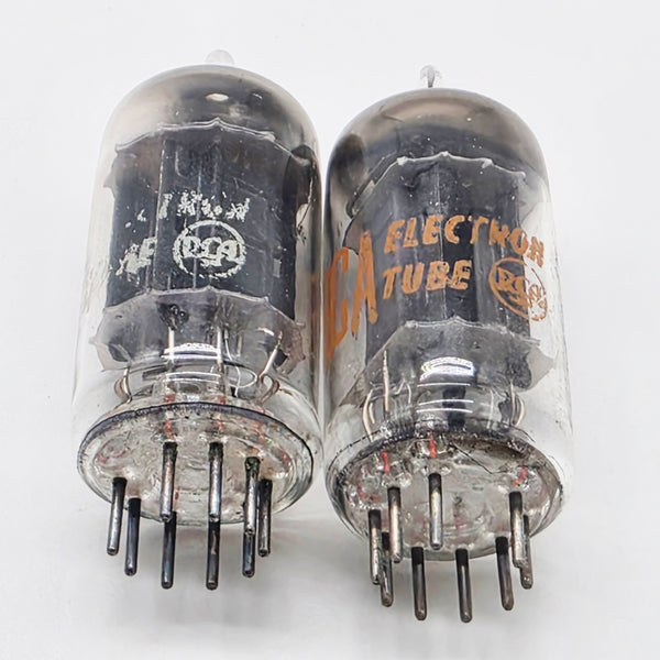 RCA 12AX7 Matched Pair,  Gray Plates, Square Getter, Hickok Tested