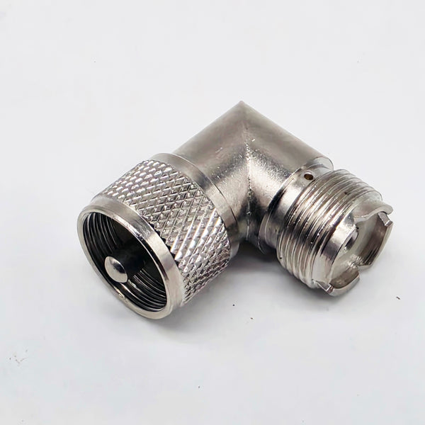 4 Count, Right Angle PL-259/SO-239 (UHF Male/Female) Adapters, New
