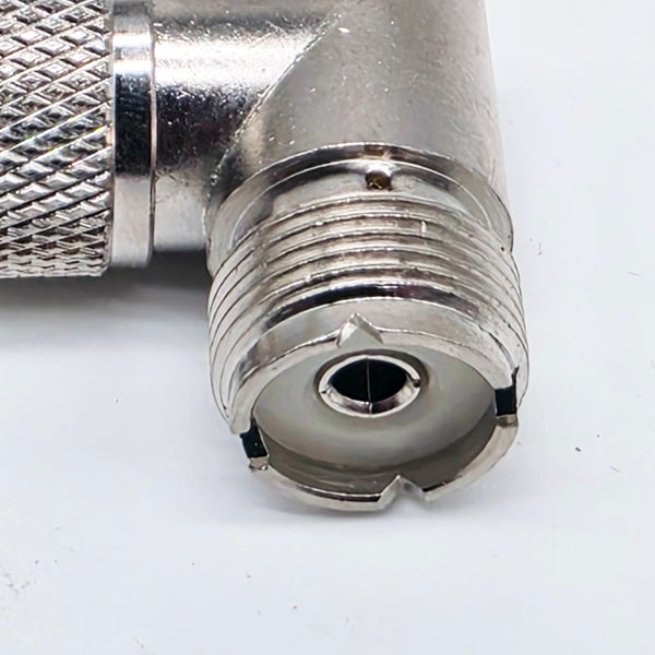 4 Count, Right Angle PL-259/SO-239 (UHF Male/Female) Adapters, New