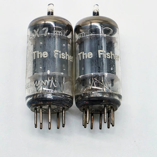Telefunken 12AX7 Matched Pair Branded "The Fisher", Western Germany, Hickok Tested