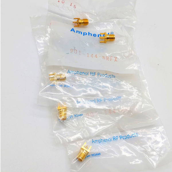 Amphenol SMA-F Vertical PCB Jack, Gold Plated Brass, Qty: 5