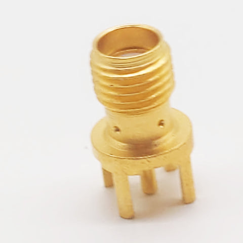 Amphenol SMA-F Vertical PCB Jack, Gold Plated Brass, Qty: 5