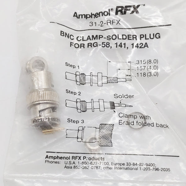 Amphenol RFX BNC Clamp-On Male Connector