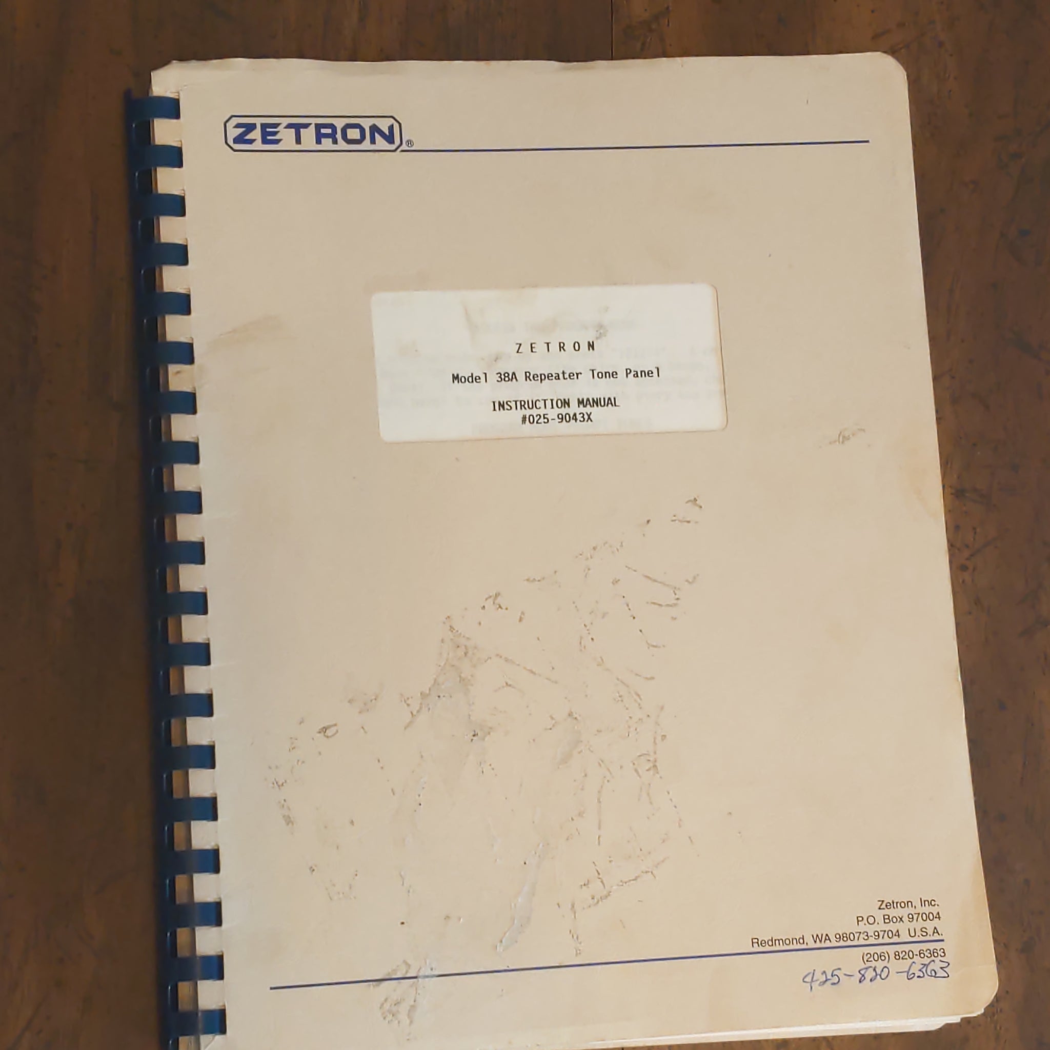 Zetron Model 38A Repeater Tone Panel Instruction Manual, 150+ Pages