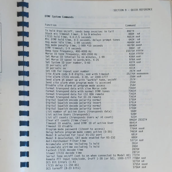 Zetron Model 38A Repeater Tone Panel Instruction Manual, 150+ Pages