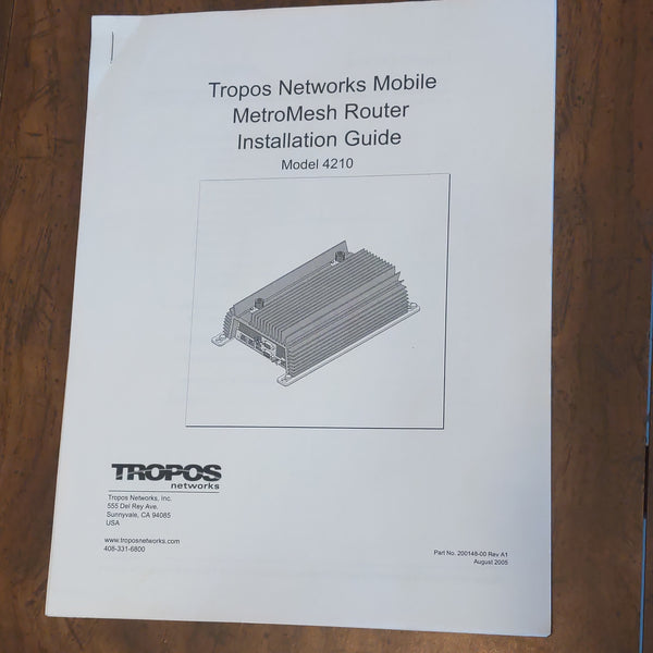 Tropos Network Mobile Metromesh Router Install Guide