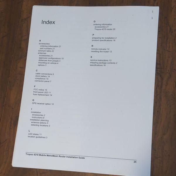 Tropos Network Mobile Metromesh Router Install Guide