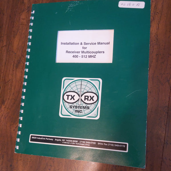 TX RX Multicoupler Manual, Installation And Service, 400-512MHz