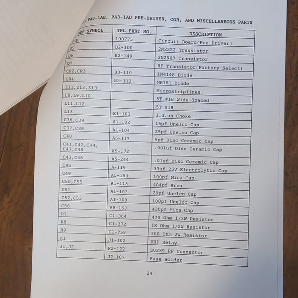 TPL VHF High Band RF Power Amplifiers Service Manual