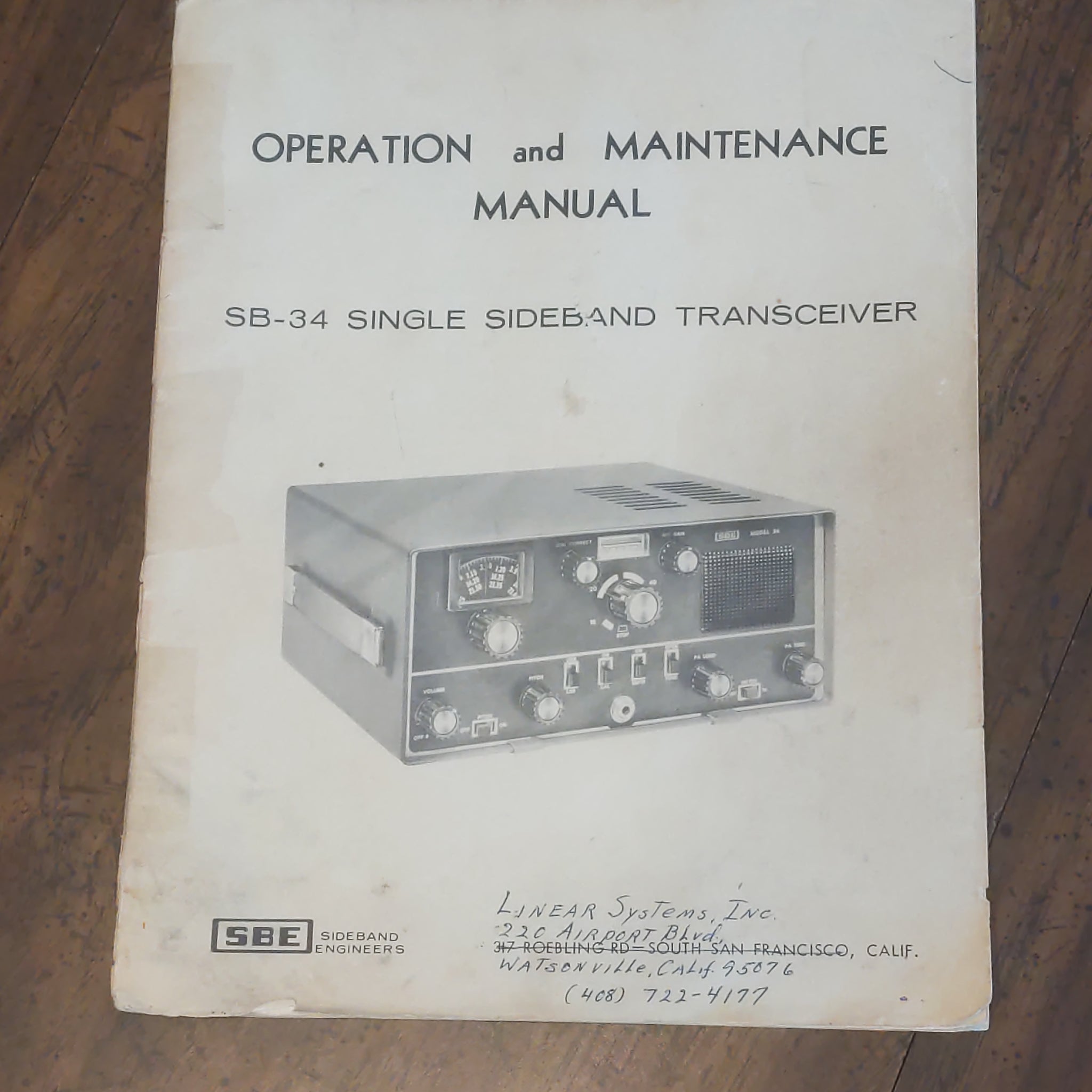 SBE SB-34 Transceiver Operation And Maintenance Manual, Original