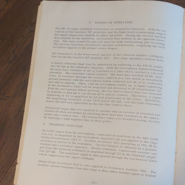 SBE SB-34 Transceiver Operation And Maintenance Manual, Original