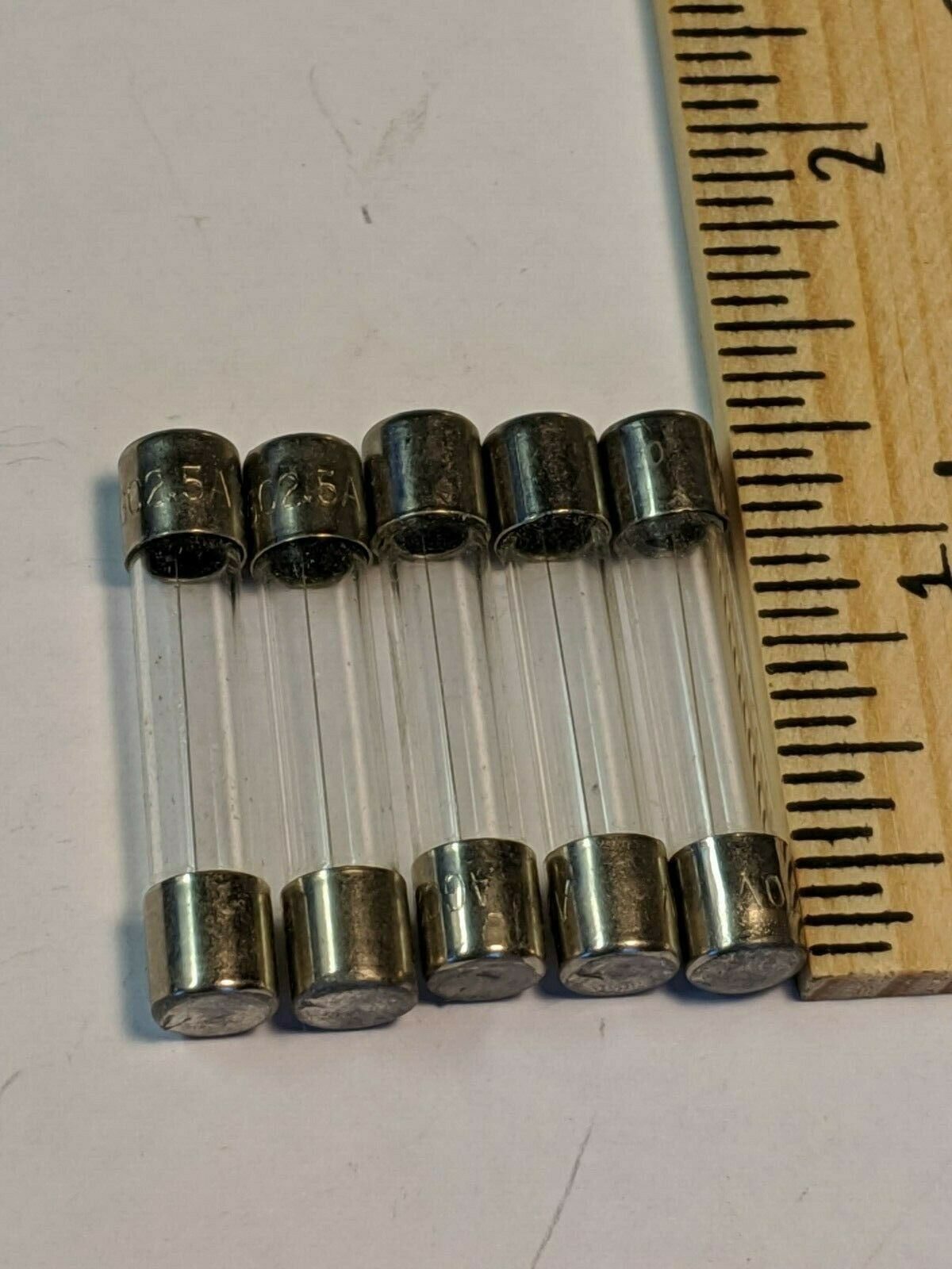 5 Pieces 2.5A Fast Blow Glass Fuse USA Made