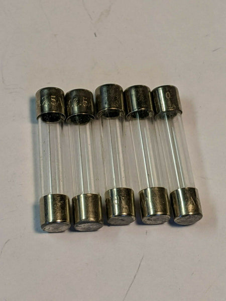 5 Pieces 2.5A Fast Blow Glass Fuse USA Made