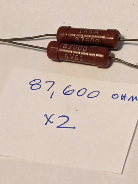 2 Pieces NOS Resistor, 87,600 OHM