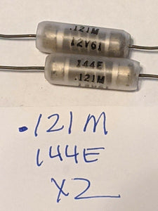 2 Pieces New Old Stock .121M Ohm Resistor