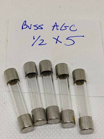 Buss AGC 1/2 A Fuses, 5 Pcs, USA Made