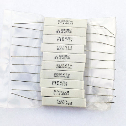 Ceramic Resistors, RCDP W10 10 ohm, 5%, Bag of 10 (New)