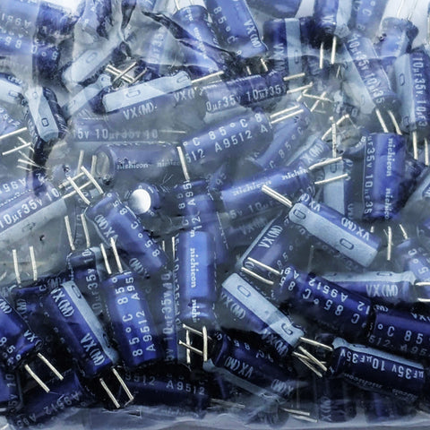 Nichicon Capacitors, 10uF, 35V, 85°C, A9512, Bag of 200