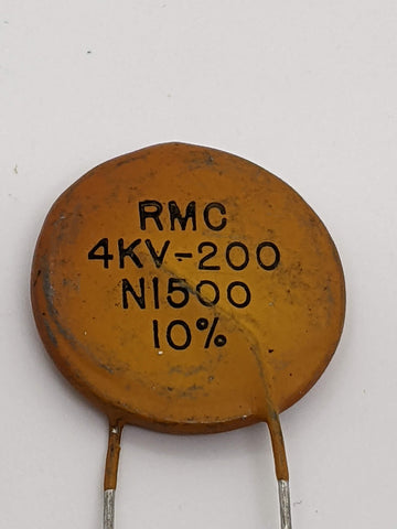 Mallory-RMC Ceramic Disc Capacitors (Lot of 5), 200 pF, 4KV, NOS, Tested Good