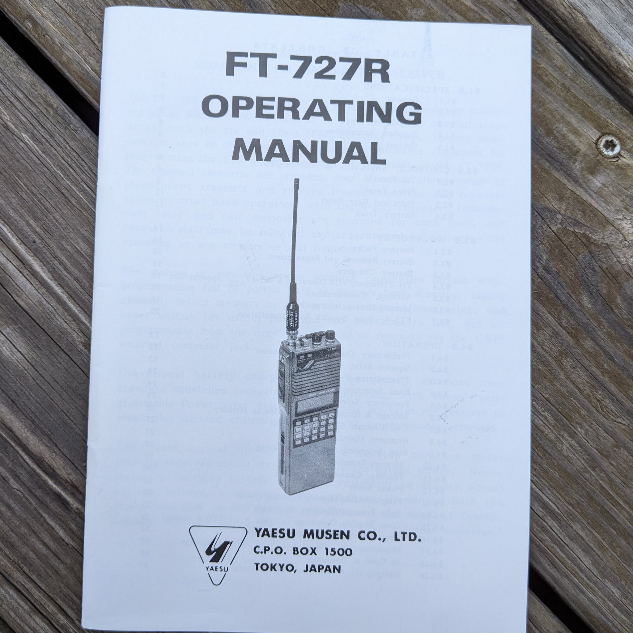 Original Yaesu FT-727R Dual Band Operating Manual