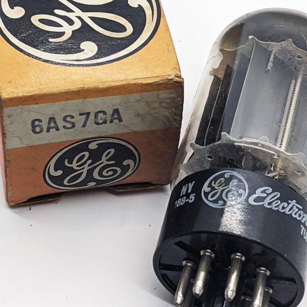 GE 6AS7GA Tube, New, Black Plates and Halo, Made in USA 1966