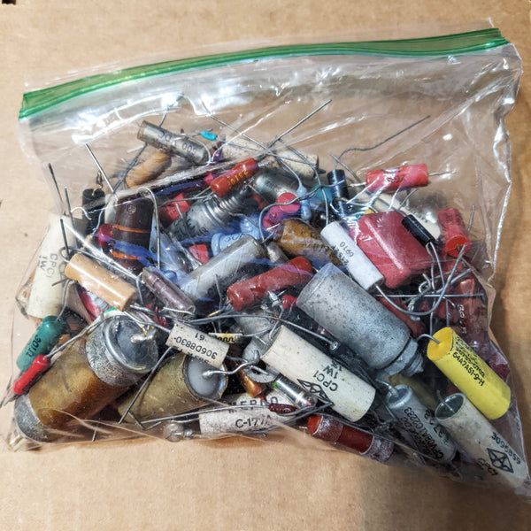Vintage Capacitors/Resistors/Etc., Bag Of 100+/-